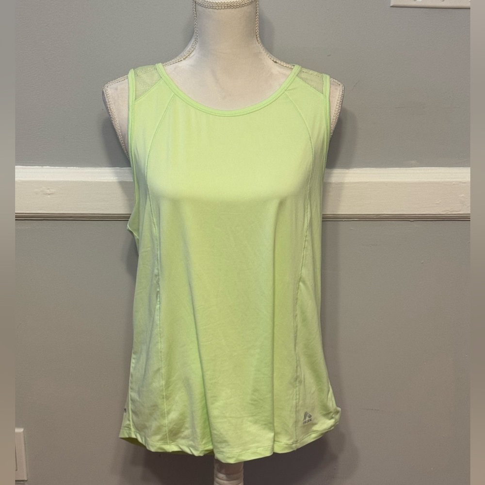 RBX Lime Green Sleeveless Sporty Athletic Activewear Open-Back Mesh Tank Top